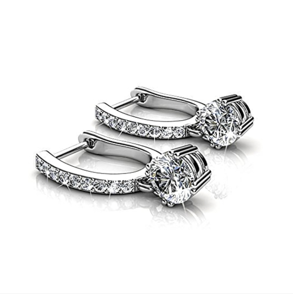 Cate & Chloe Silver Drop Earrings 18k white gold